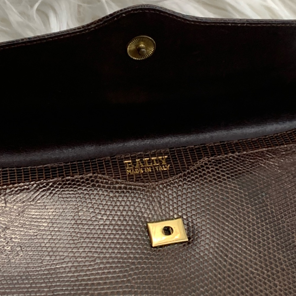 Vintage Bally Genuine Lizard Wallet Chocolate Brown Made in Italy - Picture 5 of 15